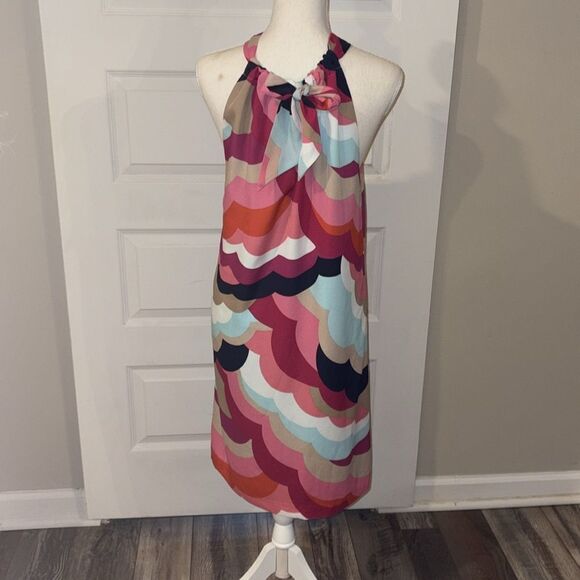 Trina Turk Multicolor Geometric Print Halter Shift Dress - Picture 2 of 6